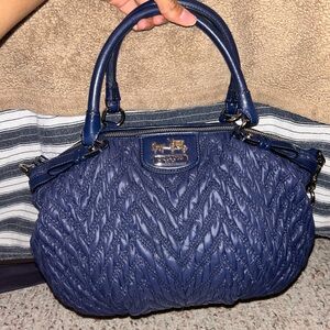 Coach Dark Blue Textured Satchel